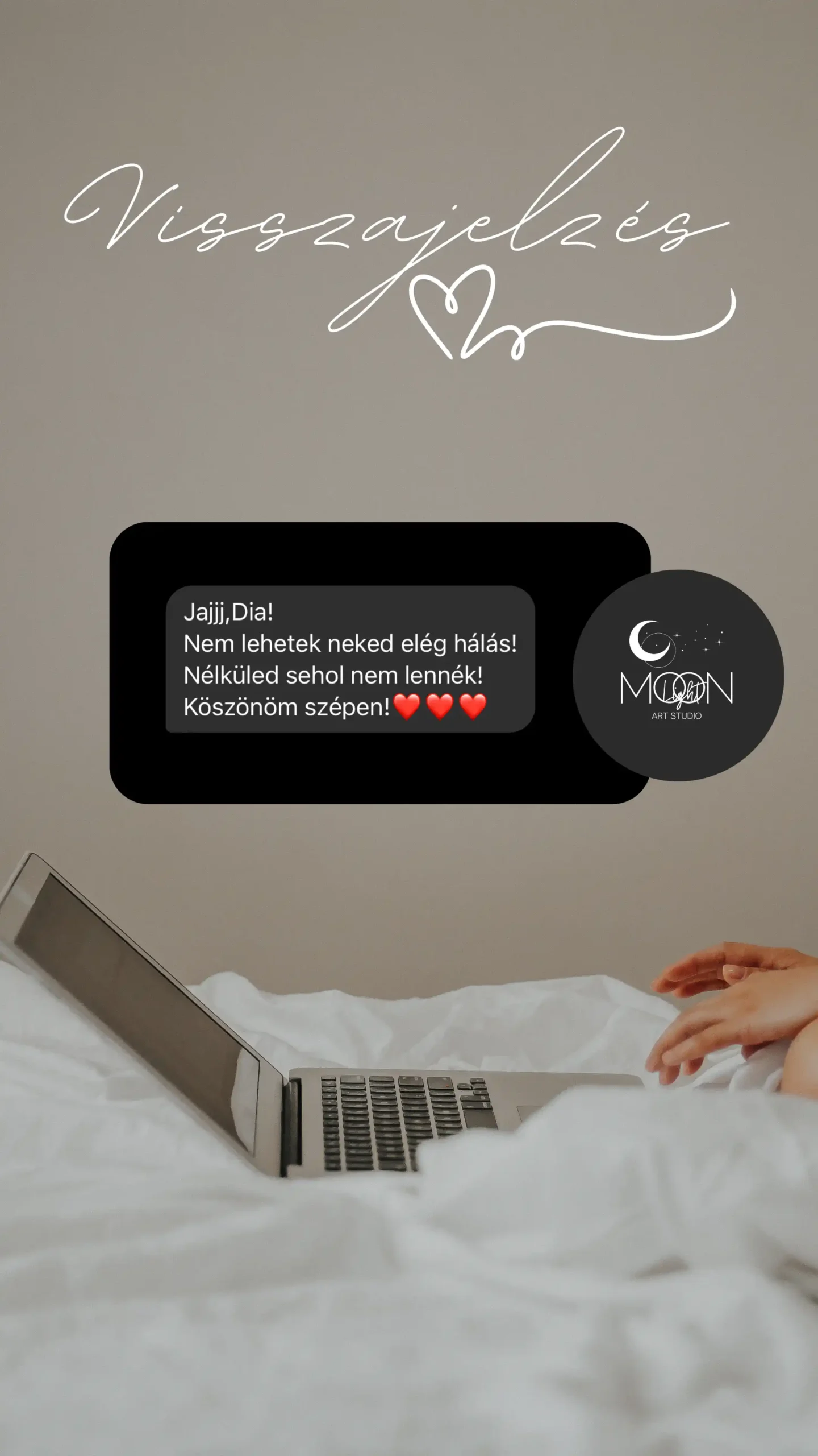 Diana Mraz Social Media management Moonlight Art Studio design közösségi média márkaépítés grafika arculat köszönet